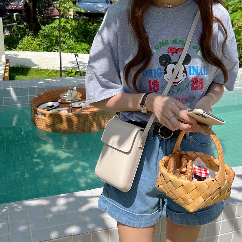 MOUSOON กระเป๋าผู้หญิง สะพายไหล่ สะพายข้าง โทรศัพท์มือถือ เหรียญช่องแนวตั้ง โทรศัพท์มือถือเปลี่ยนญี่ปุ่นและเกาหลีทุกแบบ กล่องเรียบง่ายกระเป๋าย้อนยุคผู้ชายและผู้หญิง