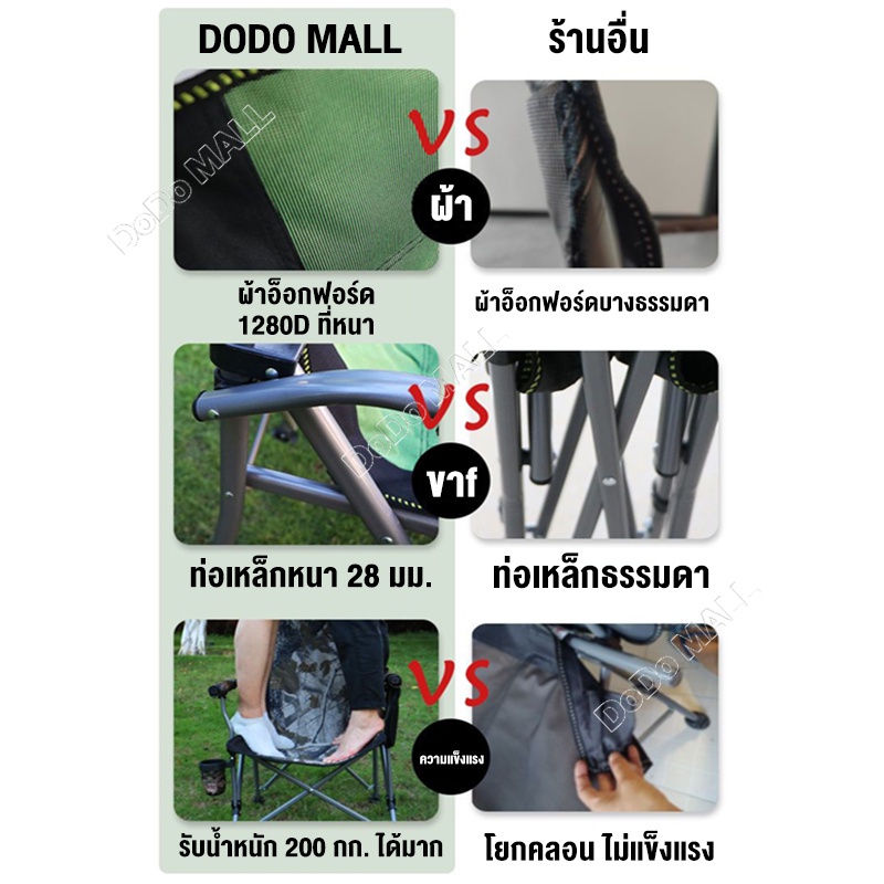 DoDo เก้าอี้แคมป์ปิ้ง คนอ้วน พร้อมกระเป๋าจัดเก็บ โครงอลูมิเนียมรับน้ำหนักได้200KG