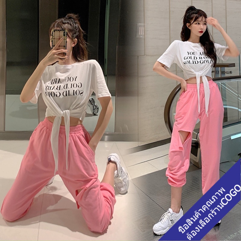 เสื้อครอปเอวลอยผู้หญิง  เสื้อผ้าแฟชั่นวัยรุ่นน่ารัก เสื้อยืดแขนสั้นสไตล์เกาหลี พิมพ์ลายตัวหนังสือ ผ้าใส่สบาย พร้อมส่ง