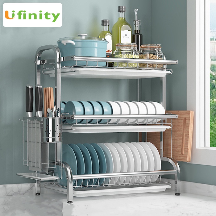 Lifinity ชั้นวางจาน 32ชั้น ที่คว่ำจานสแตนเลส ชั้นวางของในครัว