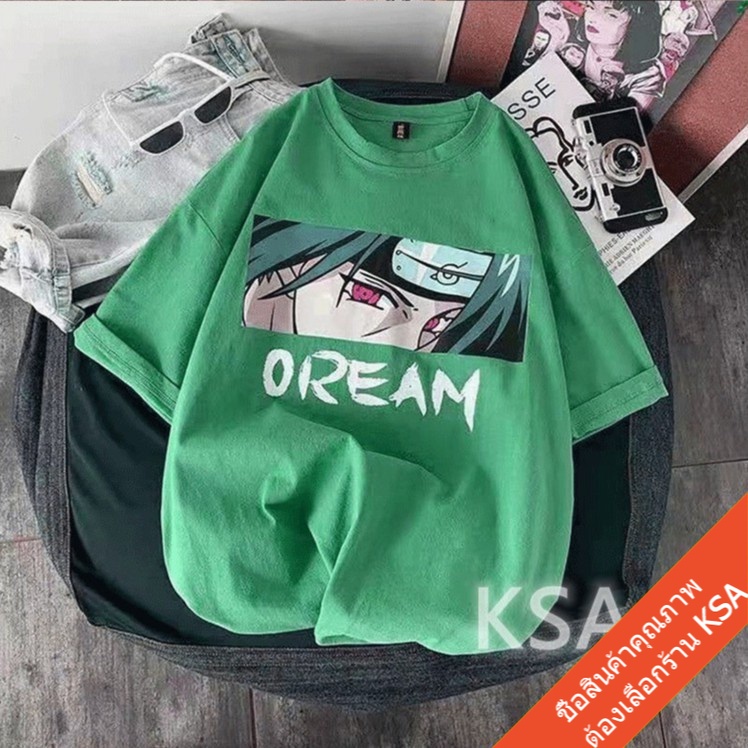 เสื้อยืดคู่รักลายการ์ตูนญี่ปุ่น Oversize เสื้อผ้าแฟชั่นวัยรุ่น เสื้อยืดแนวสตรีทผู้หญิง  ฮิปฮอป  โอเวอร์ไซส์ สไตล์เกาหลี