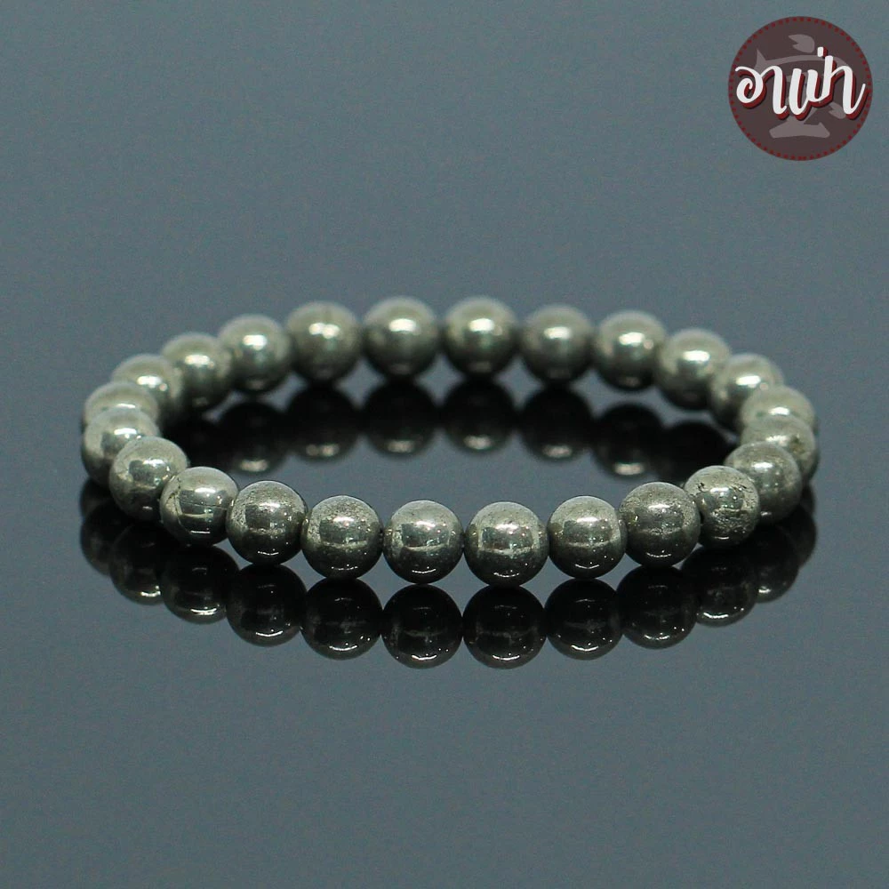 แร่ไพไรต์ เพชรหน้าทั่ง Pyrite ขนาด 8 มิล ของแท้ หินดูดทรัพย์ หินดูดโชค หินไพไรต์ — ของมงคลหมวดการเงินและโชคลาภ