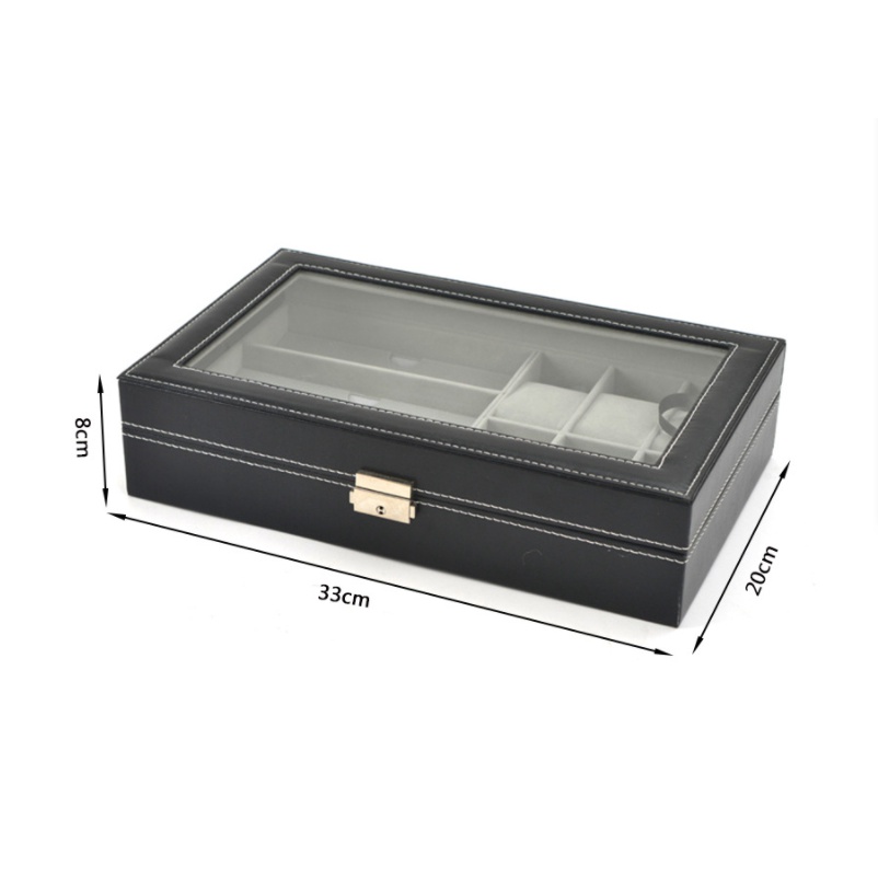 ASHMAR242 ลดเพิ่ม130 กล่องนาฬิกา6ช่องช่องแว่นตา3ช่อง หุ้มหนังPU สีน้ำตาล พร้อมส่ง