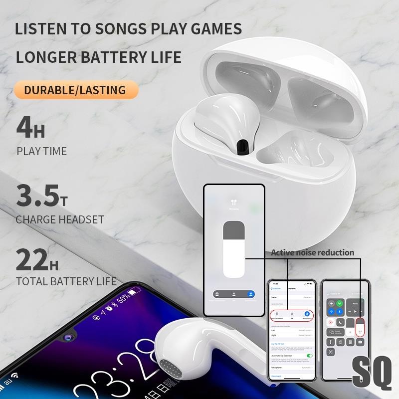 NEWPRO 6 TWSหูฟังบลูทูธ หูฟังบลูทูธไร้สาย หูฟังเกมส์บลูทูธ พร้อมกล่องชาร์จ เหมาะสําหรับ ไอโฟน ซัมซุง oppo vivo huawei