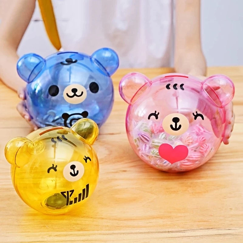 ออมสินหมีหัวโต ออมสินหมียิ้ม ออมสินหมีใส ออมสินหัวหมี ออมสิน ออมเงิน กระปุกออมสิน ของขวัญ วันเกิด ให้แฟน ออมสินใส — ของมงคลหมวดการเงินและโชคลาภ