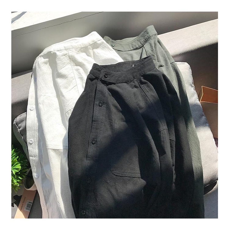 เสื้อเชิ้ต แขนยาว สีพื้น มีปก เสื้อเชิ้ตผู้ชาย สไตล์เกาหลี ฮ่องกง ญี่ปุ่น SC5148