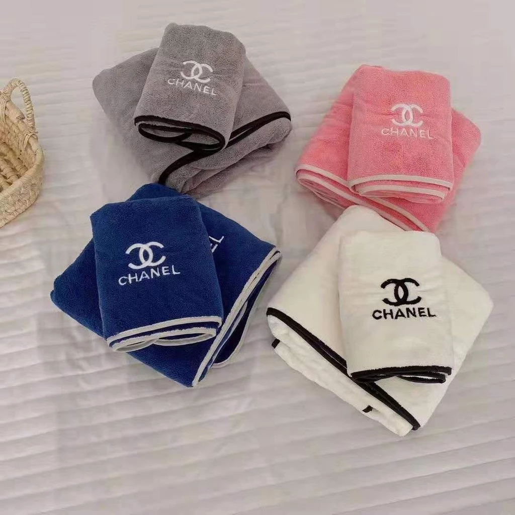 CHANEL ชุดผ้าขนหนู (เช็ดผม35x75cm.+เช็ดตัว70x140cm.)าเช็ดตัว ผ้าขนหนู ผ้าเช็ดตัวใหญ่ ฝ้าย 100 % ขนฟูหนานุ่มมาก เกรดAAA — ของมงคลหมวดไลฟ์สไตล์และของขวัญ