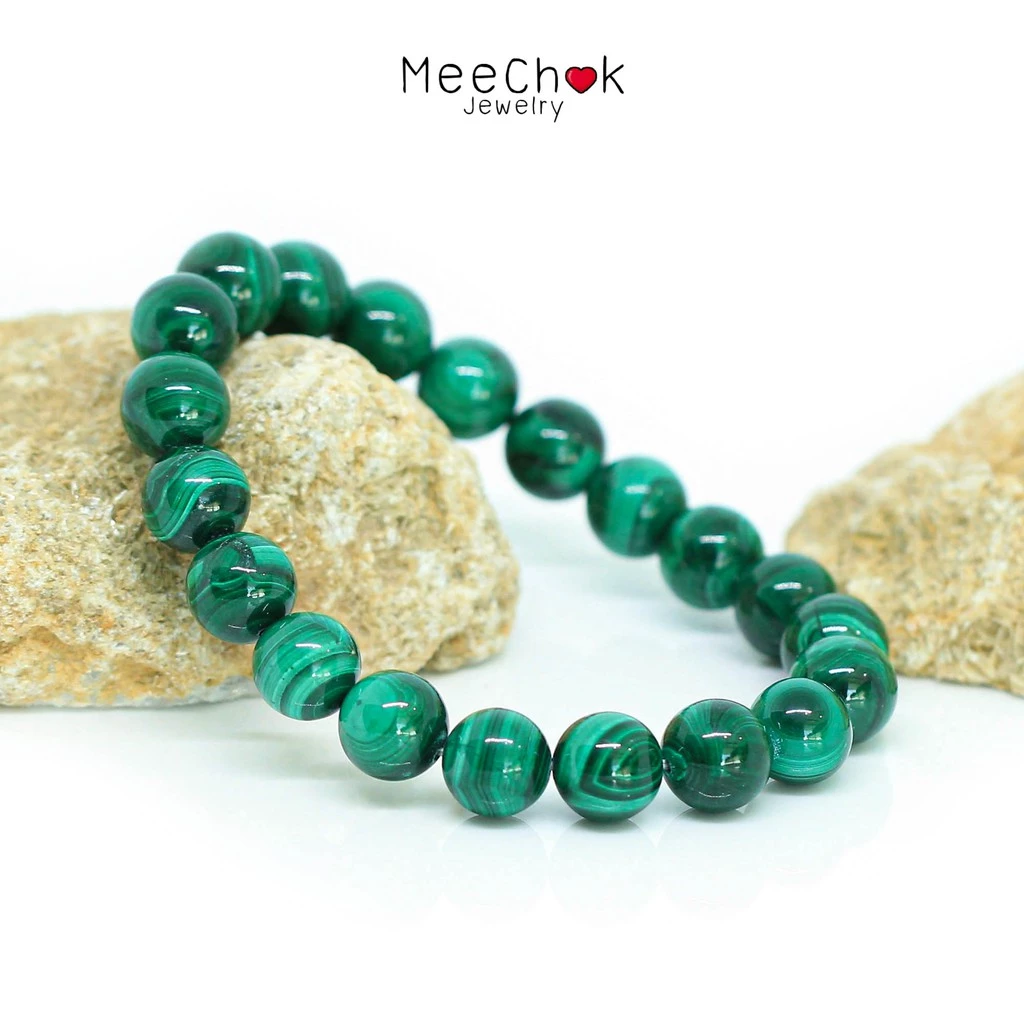 หินมาลาไคต์ หินนกยูง Malachite 10 มิล เสริมให้ธุรกิจประสบความสำเร็จ กำไลหินมงคล หินสี หินสีเขียว By.Meechok — ของมงคลหมวดเครื่องรางและวัตถุมงคล