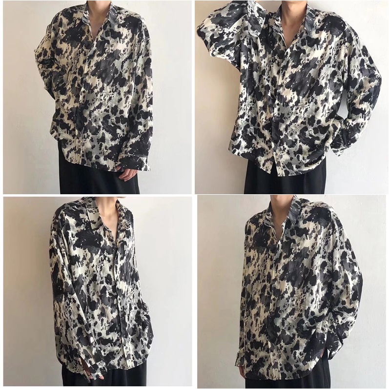 เสื้อเชิ้ตลายดอกผู้ชาย เสื้อเชิ้ตแขนยาวแฟชั่นฮาวายบีช