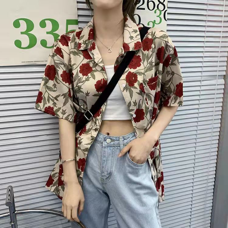 เสื้อเชิ้ตแขนสั้นผู้หญิง ใส่สบาย ทรงหลวม สไตล์เกาหลี เสื้อผ้าแฟชั่น มาใหม่ล่าสุด 2024