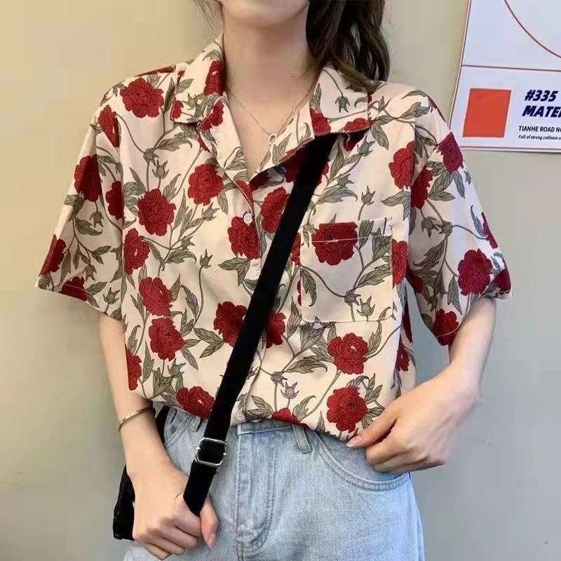 เสื้อเชิ้ตแขนสั้นผู้หญิง ใส่สบาย ทรงหลวม สไตล์เกาหลี เสื้อผ้าแฟชั่น มาใหม่ล่าสุด 2024