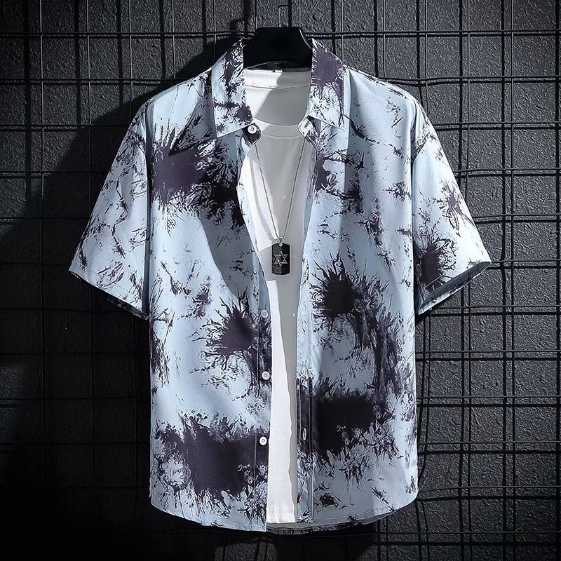 Suikone 2022 เสื้อเชิ้ตแขนสั้นผู้ชายใหม่ฤดูร้อนบางพิมพ์ปกบางด้านบนเกาหลีแฟชั่นลำลองแขนสั้นเสื้อยืด