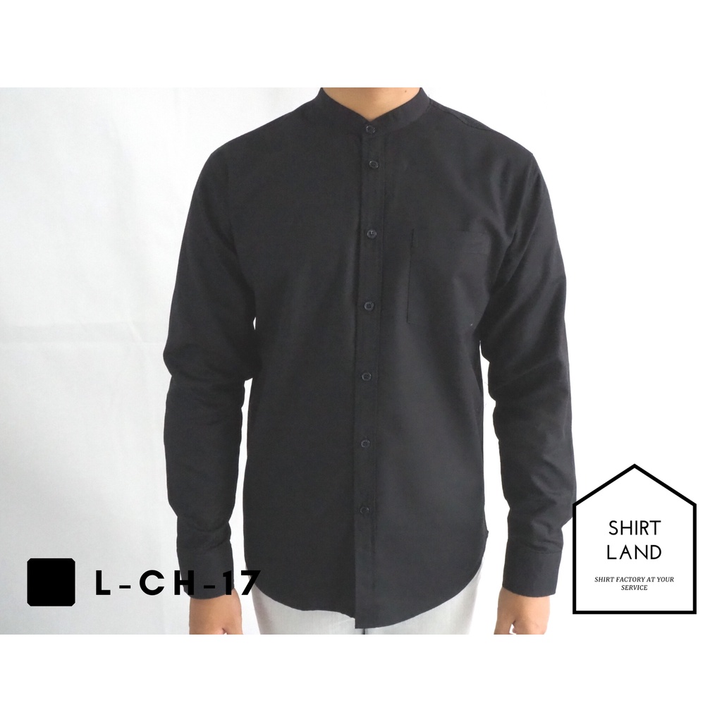 คอจีนแขนยาว สีเข้ม 2XL3XL4XL ผ้า OXFORD  เสื้อเชิ้ตผู้ชาย ไซส์ใหญ่ คนอ้วน Short Sleeve Mandarin Collar Shirt