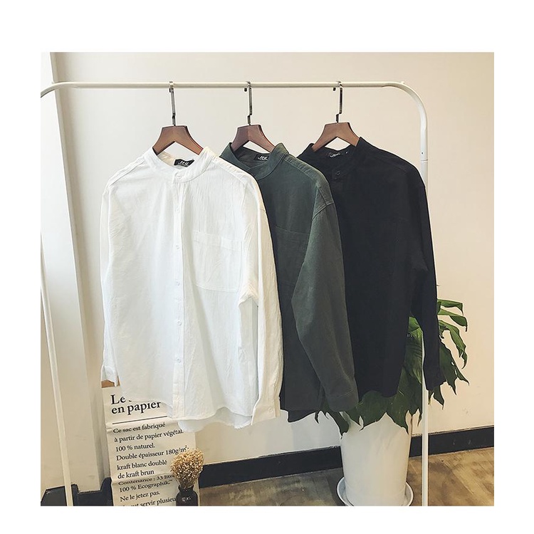 เสื้อเชิ้ต แขนยาว สีพื้น มีปก เสื้อเชิ้ตผู้ชาย สไตล์เกาหลี ฮ่องกง ญี่ปุ่น SC5148