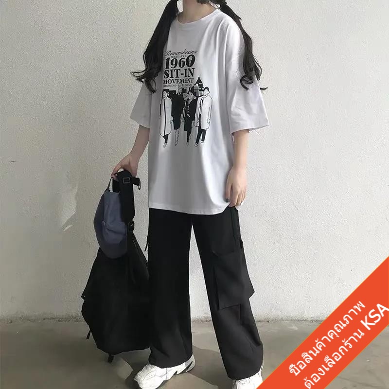 เสื้อยืดแขนสั้นสาวอวบ oversize เสื้อผ้าแฟชั่นเกาหลี เสื้อโอเวอร์ไซส์ผู้หญิง คนอ้วนลาย ฮิปฮอปสตรีท ราคาถูก ฤดูร้อนใหม่