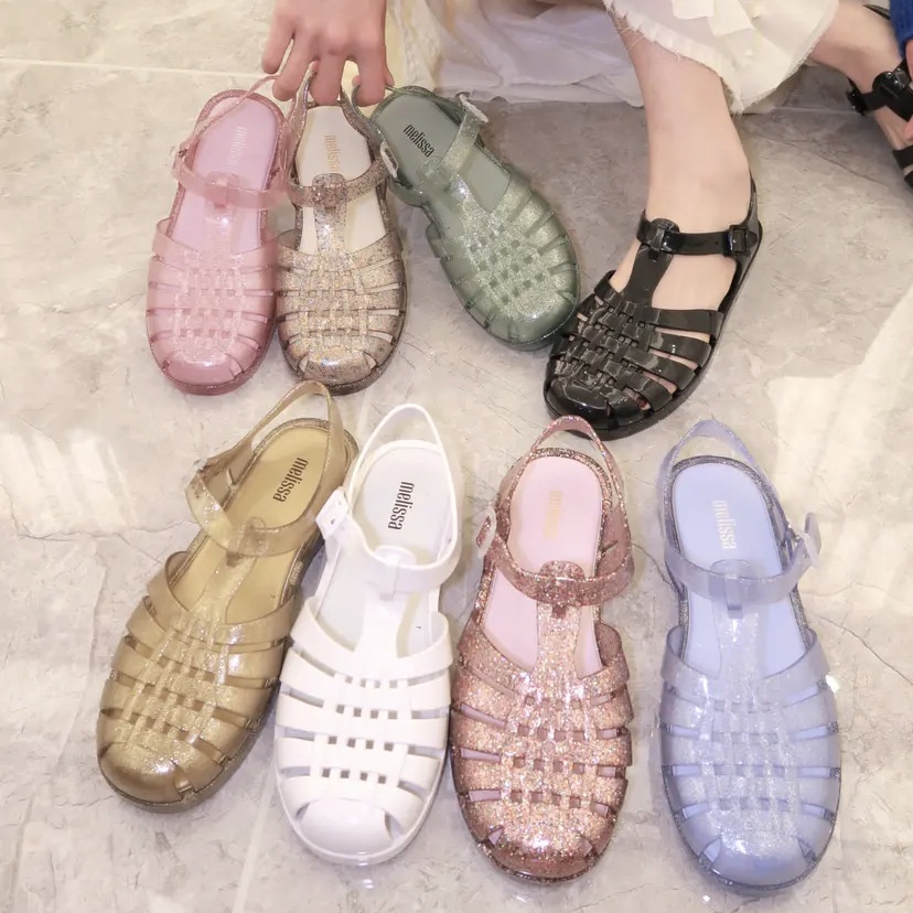 ขายร้อน melissaรองเท้าโรมันทอย้อนยุคสไตล์ใหม่รองเท้าผู้หญิงเยลลี่