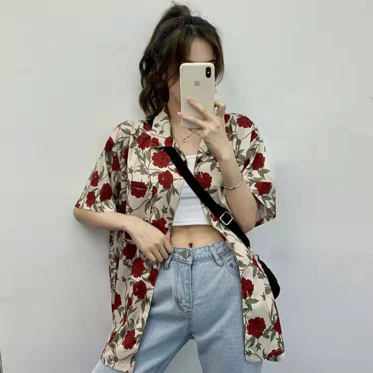 เสื้อเชิ้ตแขนสั้นผู้หญิง ใส่สบาย ทรงหลวม สไตล์เกาหลี เสื้อผ้าแฟชั่น มาใหม่ล่าสุด 2024