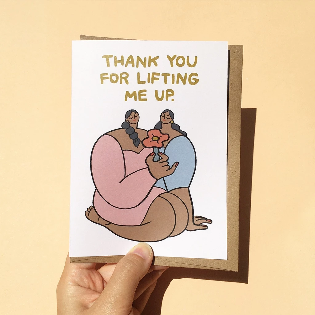 การ์ดให้กำลังใจ Thank you For Lifting Me Up การ์ดอวยพร การ์ดขอบคุณเพื่อนหญิง ขอบคุณเพื่อน | cute thank you friend card — ของมงคลหมวดไลฟ์สไตล์และของขวัญ