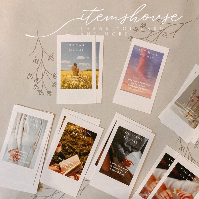การ์ด YOU MADE MY DAY การ์ดอวยพร การ์ดให้กำลังใจ สไตล์มินิมอล (7 ใบ) — ของมงคลหมวดไลฟ์สไตล์และของขวัญ