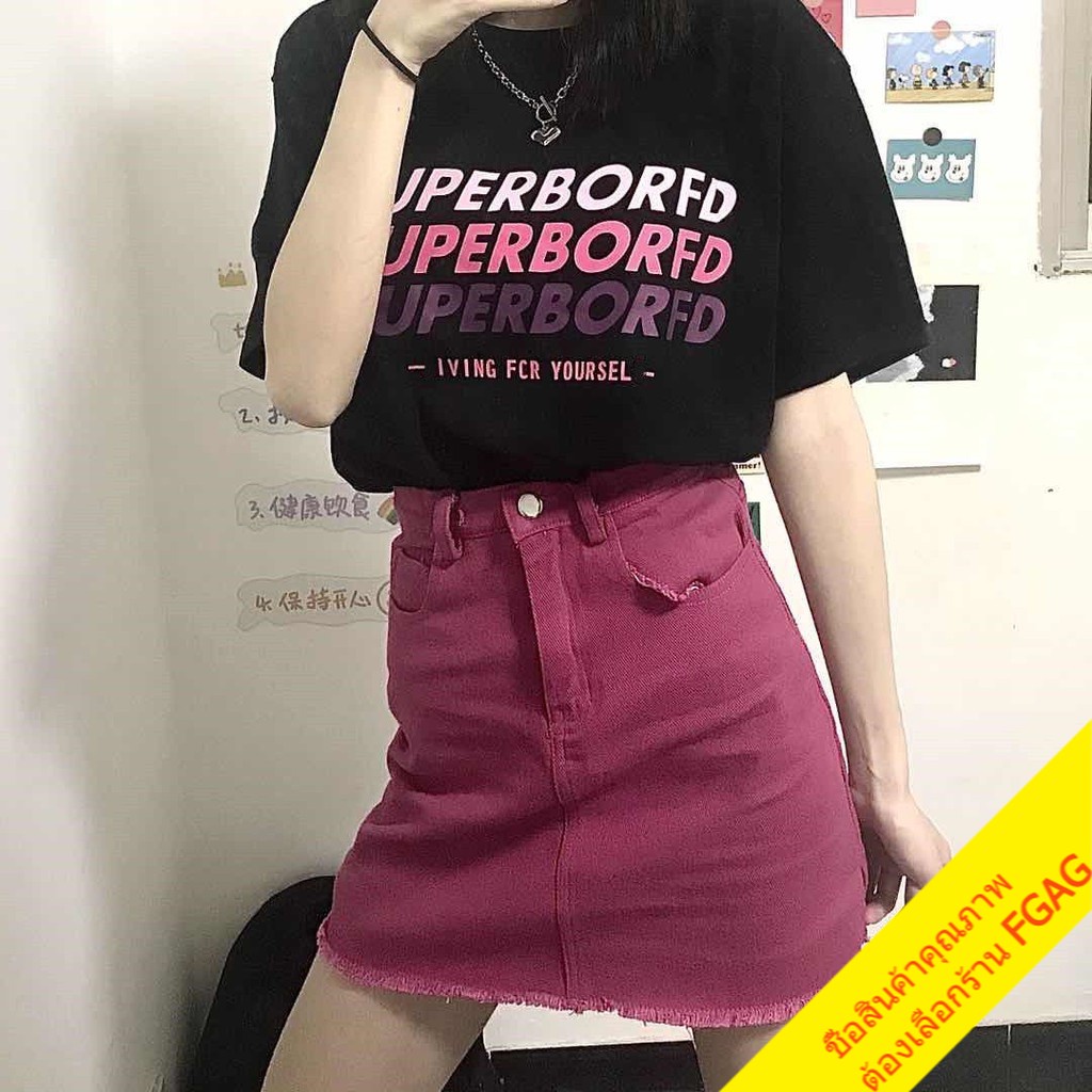 เสื้อยืดแขนสั้นผู้หญิง oversize เสื้อผ้าแฟชั่นเกาหลี  ลายตัวหนังสือ  เสื้อโอเวอร์ไซส์ผู้หญิง