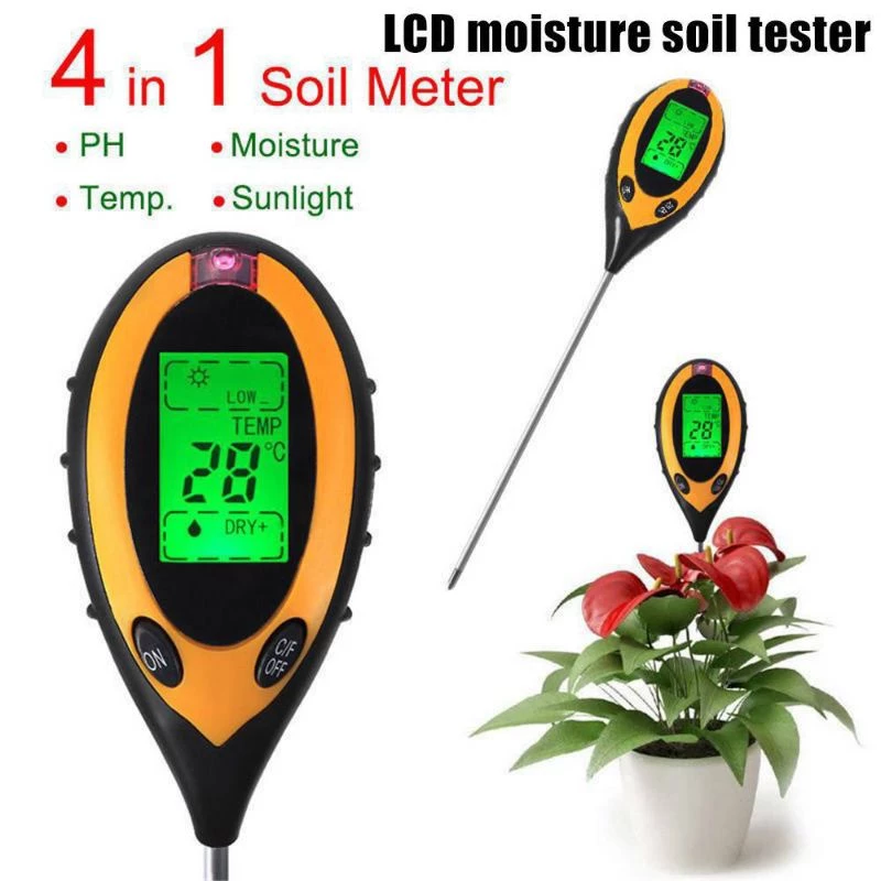 เครื่องวัดดิน กรดด่าง ดินเค็มเปรี้ยว Soil PH02. Soil PH 4 in 1 ปากกาวัดดินวัดปุ๋ย วัดค่าแสง ความชื้น อุณหภูมิสวนเพาะปลูก — ของมงคลหมวดบ้านและฮวงจุ้ย