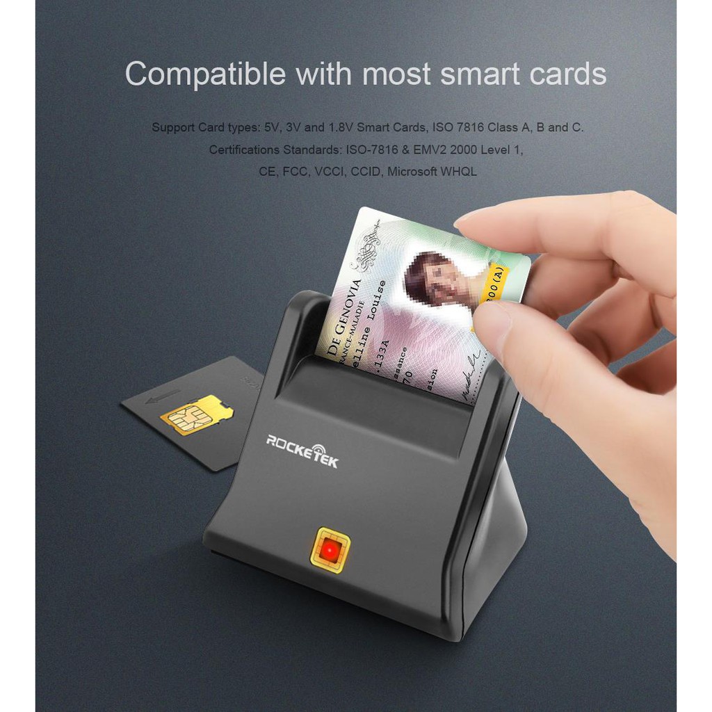 เครื่องอ่านบัตรประชาชน บัตรสมาร์ทการ์ด ID Card  Smart Card Reader รุ่น RockeTek RTSCR2  ICT2562