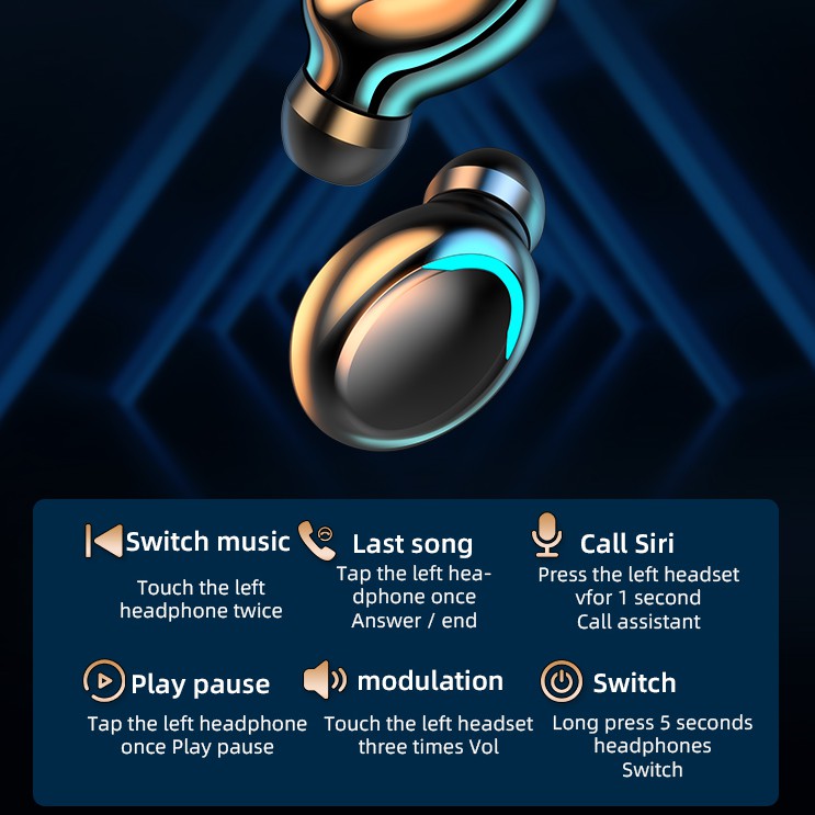 หูฟังบลูทูธ หูฟังไร้สาย แยกเสียงซ้ายขวา TWSWirelessbluetooth 50 headset Earphone Earbud รุ่น F9 M10