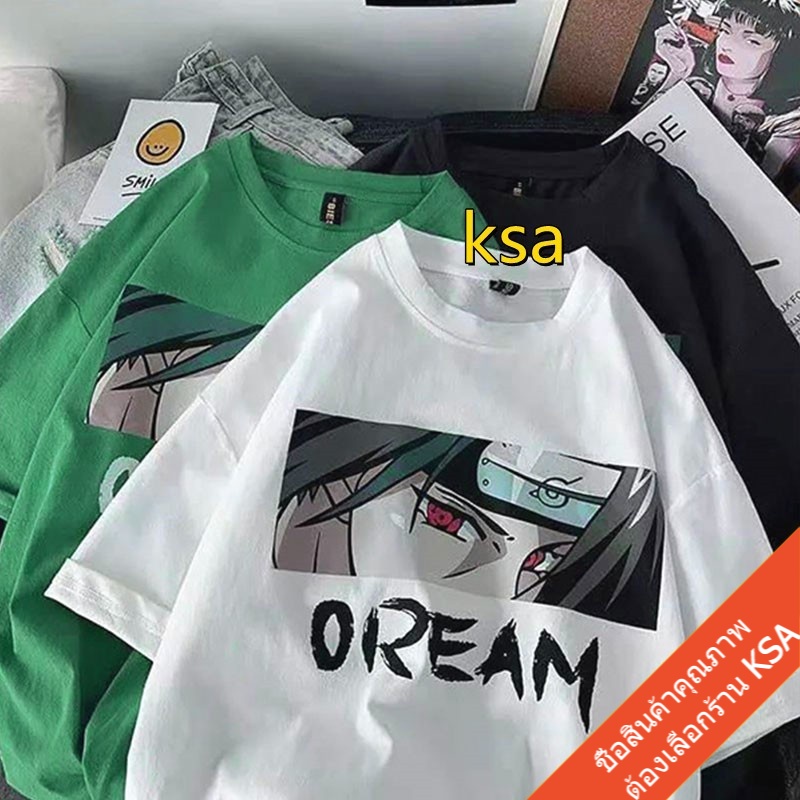 เสื้อยืดคู่รักลายการ์ตูนญี่ปุ่น Oversize เสื้อผ้าแฟชั่นวัยรุ่น เสื้อยืดแนวสตรีทผู้หญิง  ฮิปฮอป  โอเวอร์ไซส์ สไตล์เกาหลี