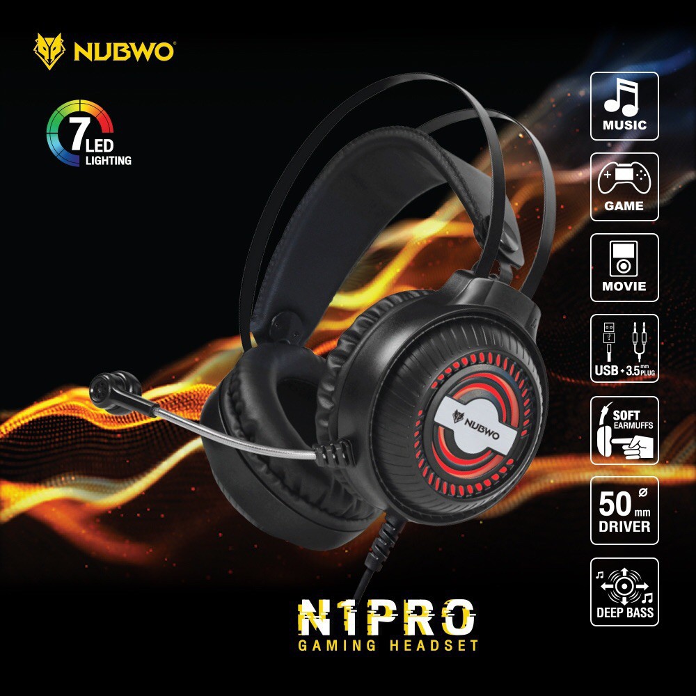 หูฟังเกมมิ่ง Nubwo N1 PRO Gaming Headset หูฟังคอม หูฟัง Stereo ประกันศูนย์ 1 ปี