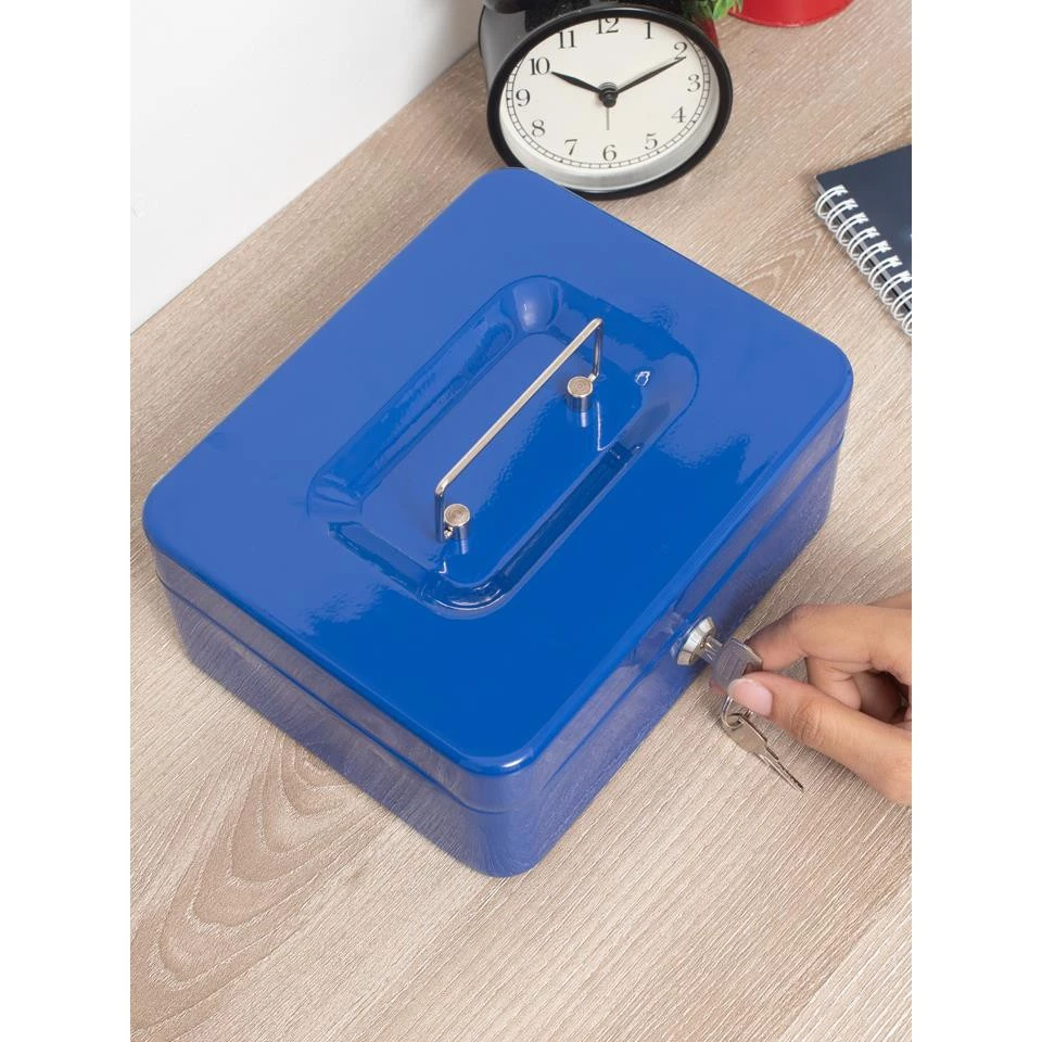 ◊กล่องโลหะเก็บเงิน ที่เก็บเงิน เก็บเหรียญ กล่องเก็บ เงินพร้อมที่ล็อค Metal storage box — ของมงคลหมวดการเงินและโชคลาภ