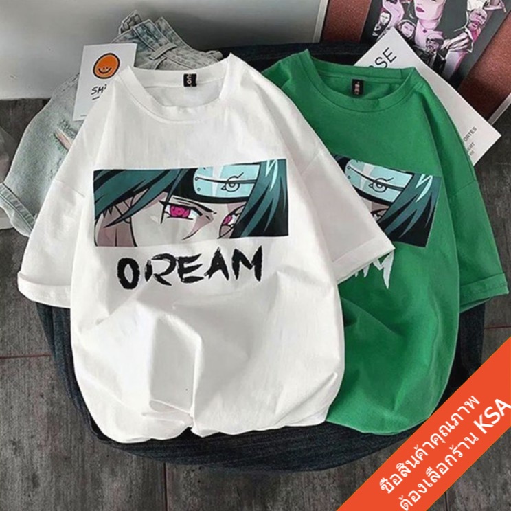 เสื้อยืดคู่รักลายการ์ตูนญี่ปุ่น Oversize เสื้อผ้าแฟชั่นวัยรุ่น เสื้อยืดแนวสตรีทผู้หญิง  ฮิปฮอป  โอเวอร์ไซส์ สไตล์เกาหลี