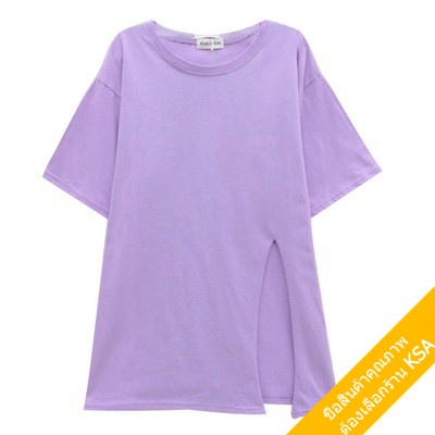 KSA เสื้อยืดคอกลมแขนสั้นผู้หญิง oversize เสื้อผ้าแฟชั่นวัยรุ่นน่ารัก  เสื้อโอเวอร์ไซส์เกาหลี มินิมอล ไซส์ใหญ่ สีพื้น XL