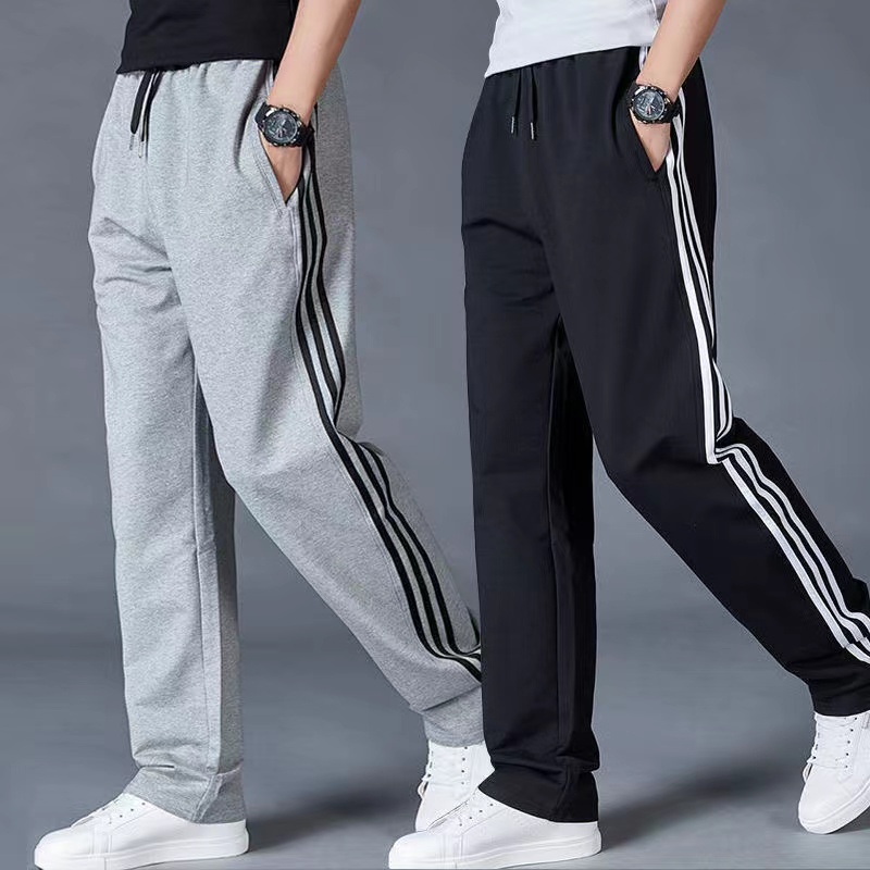 L6XL กางเกงผู้ชายกางเกงกีฬาลำลองผ้าฝ้ายแท้คุณภาพดีราคาถูกกางเกงลายปักสองกระเป๋าซิปเอวยางยืด