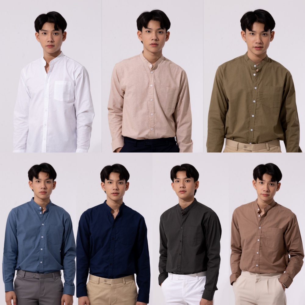 MXL เสื้อเชิ้ต คอจีนแขนยาว 14 สี REGULAR FIT SHIRT ผ้าออกฟอร์ด COTTON 100 เชิ้ตผู้ชายใส่ทำงาน