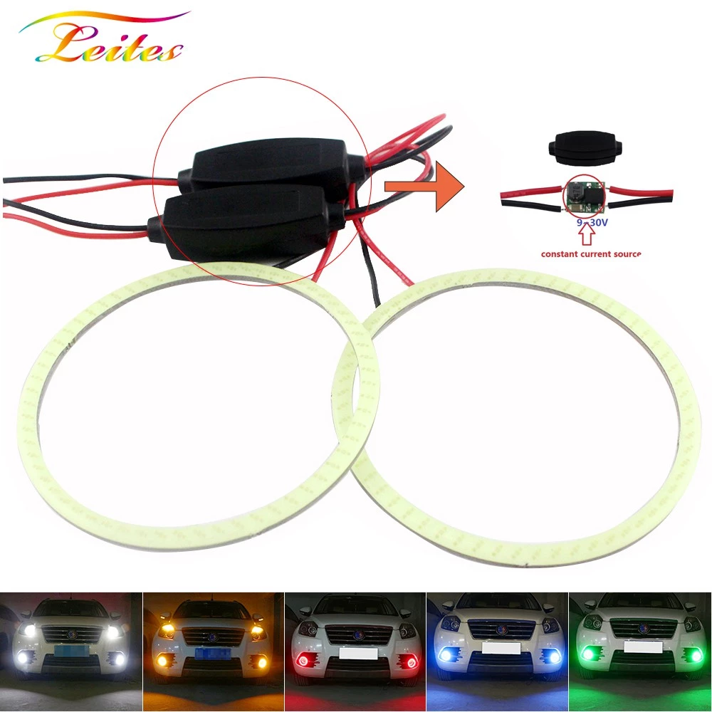 2 PC รถ Angel Eyes LED 60/70/90/100/110/120 มม.COB Halo แหวน LED สําหรับ E46 E60 ไฟหน้า DRL ไฟวิ่งกลางวัน Angel Eye 12V