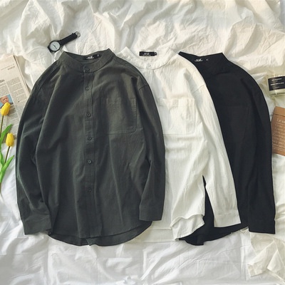 เสื้อเชิ้ต แขนยาว สีพื้น มีปก เสื้อเชิ้ตผู้ชาย สไตล์เกาหลี ฮ่องกง ญี่ปุ่น SC5148