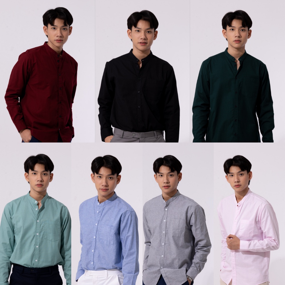 MXL เสื้อเชิ้ต คอจีนแขนยาว 14 สี REGULAR FIT SHIRT ผ้าออกฟอร์ด COTTON 100 เชิ้ตผู้ชายใส่ทำงาน