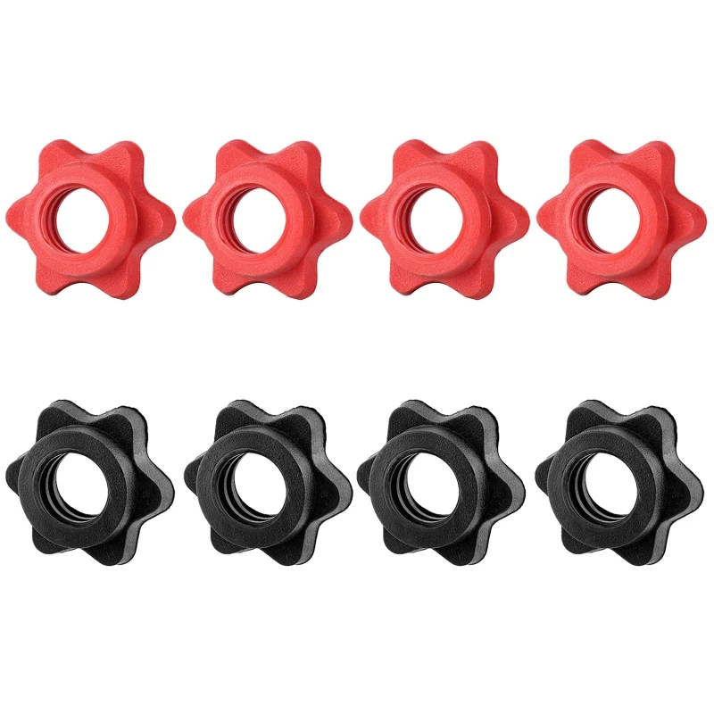 KIN 4 ชิ้น Anti-slip Weight Lifting Fix Dumbbell Dumbbell Nut Hexagon Nut Barbell Barbell Bar
