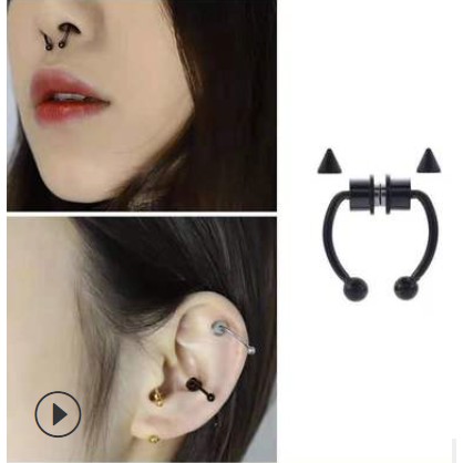 New จิวจมูกแหวนสแตนเลสแม่เหล็กเจาะจมูก จิวจมูกแฟชั่น จิว จิวจมูก เครื่องประดับ จิลแบบเหล็ก ชนิดไม่ต้องเจาะรู 1 ชิ้น N1