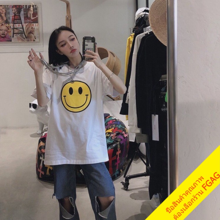 พร้อมส่งเสื้อยืดพิมพ์ลายการ์ตูนน่ารัก Oversize Tshirt dna เสื้อผ้าแฟชั่นวัยรุ่นสไตล์เกาหลี เสื้อยืดแขนสั้นผู้หญิง