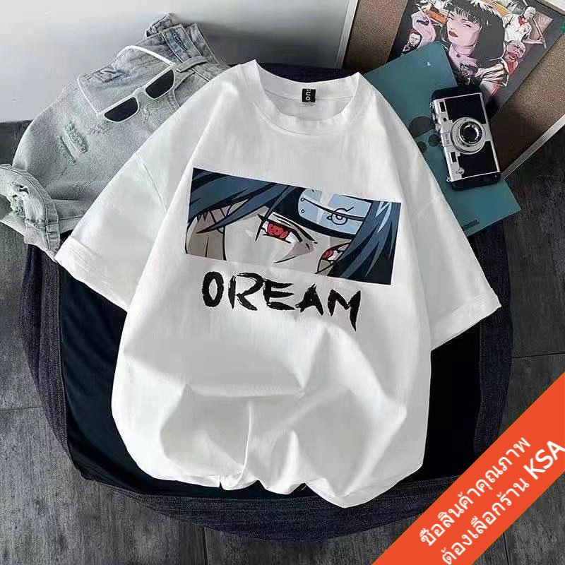 เสื้อยืดคู่รักลายการ์ตูนญี่ปุ่น Oversize เสื้อผ้าแฟชั่นวัยรุ่น เสื้อยืดแนวสตรีทผู้หญิง  ฮิปฮอป  โอเวอร์ไซส์ สไตล์เกาหลี