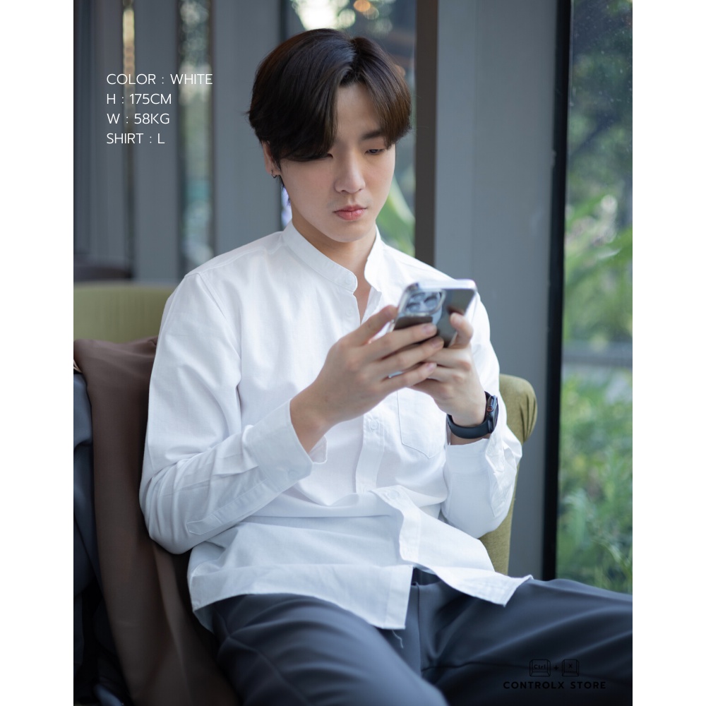 2XL4XL เสื้อเชิ้ต คอจีนแขนยาว 14สี REGULAR FIT SHIRT COTTON 100 เสื้อผู้ชายไซส์ใหญ่