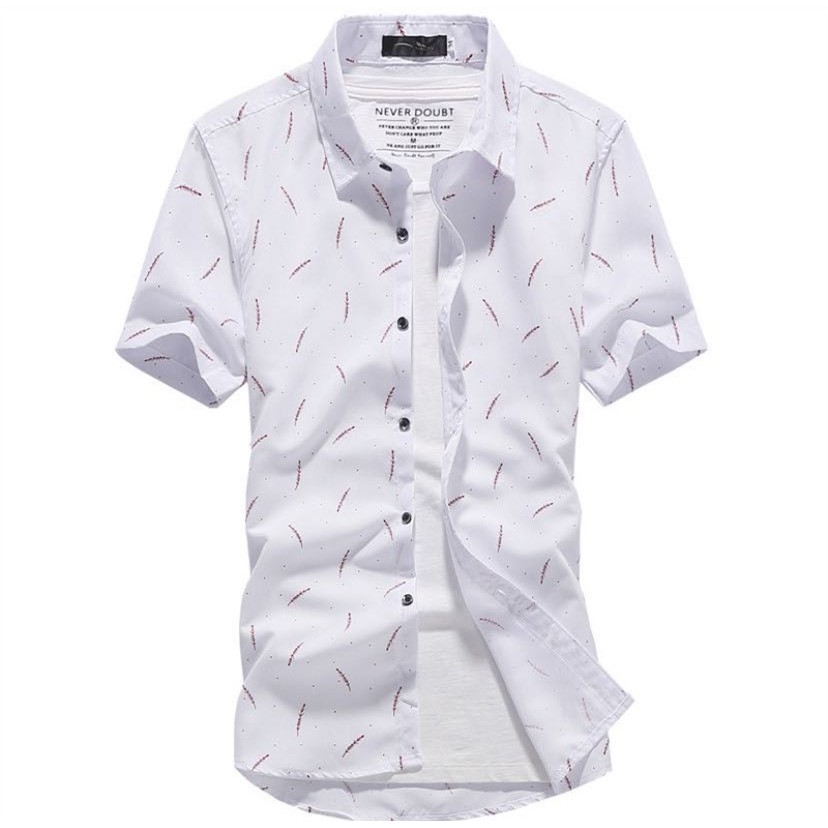 เสื้อเชิ้ตผู้ชาย ทรงสลิมฟิต ลายขนนก พร้อมส่ง G003 ไซส์ M4XL มีหลายสีให้เลือก