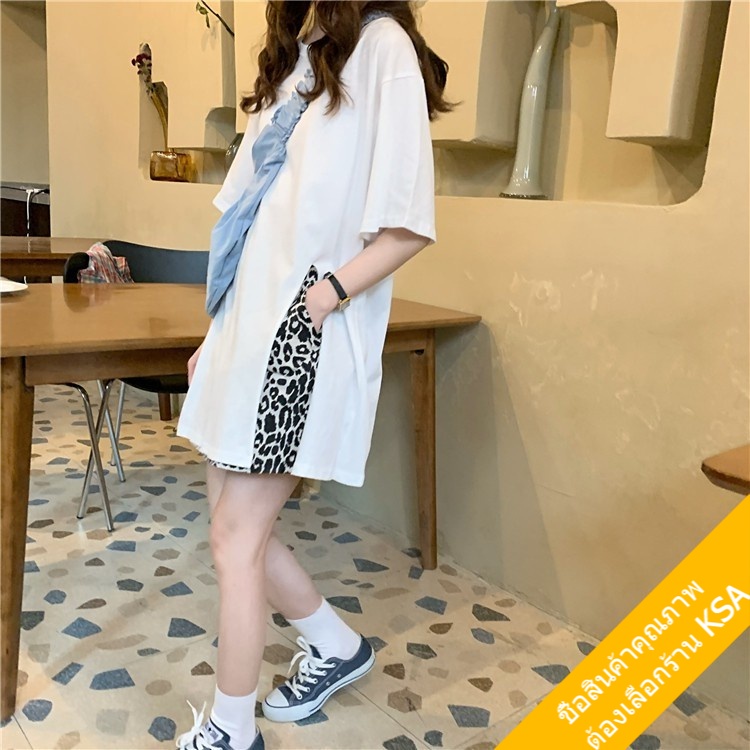 KSA เสื้อยืดคอกลมแขนสั้นผู้หญิง oversize เสื้อผ้าแฟชั่นวัยรุ่นน่ารัก  เสื้อโอเวอร์ไซส์เกาหลี มินิมอล ไซส์ใหญ่ สีพื้น XL