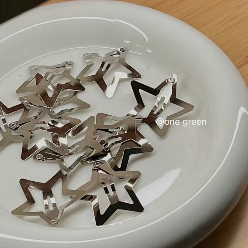 Y2k กิ๊บติดผมโลหะ รูปดาวห้าแฉก น่ารัก สีเงิน เครื่องประดับผม สําหรับเด็กผู้หญิง