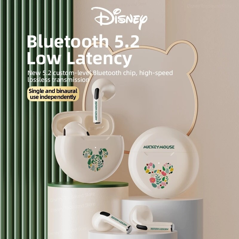 Disney F9 หูฟังบลูทูธไร้สาย 52 เสียงสเตอริโอ HD Call HIFI พร้อมไมโครโฟน