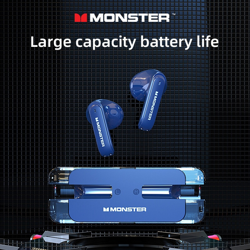 Monster XKT08 TWS Bluetooth 53 หูฟังสเตอริโอไร ้ สาย Smart Touch Low Latency ตัดเสียงรบกวนไร ้ สายกันน ้ ํา