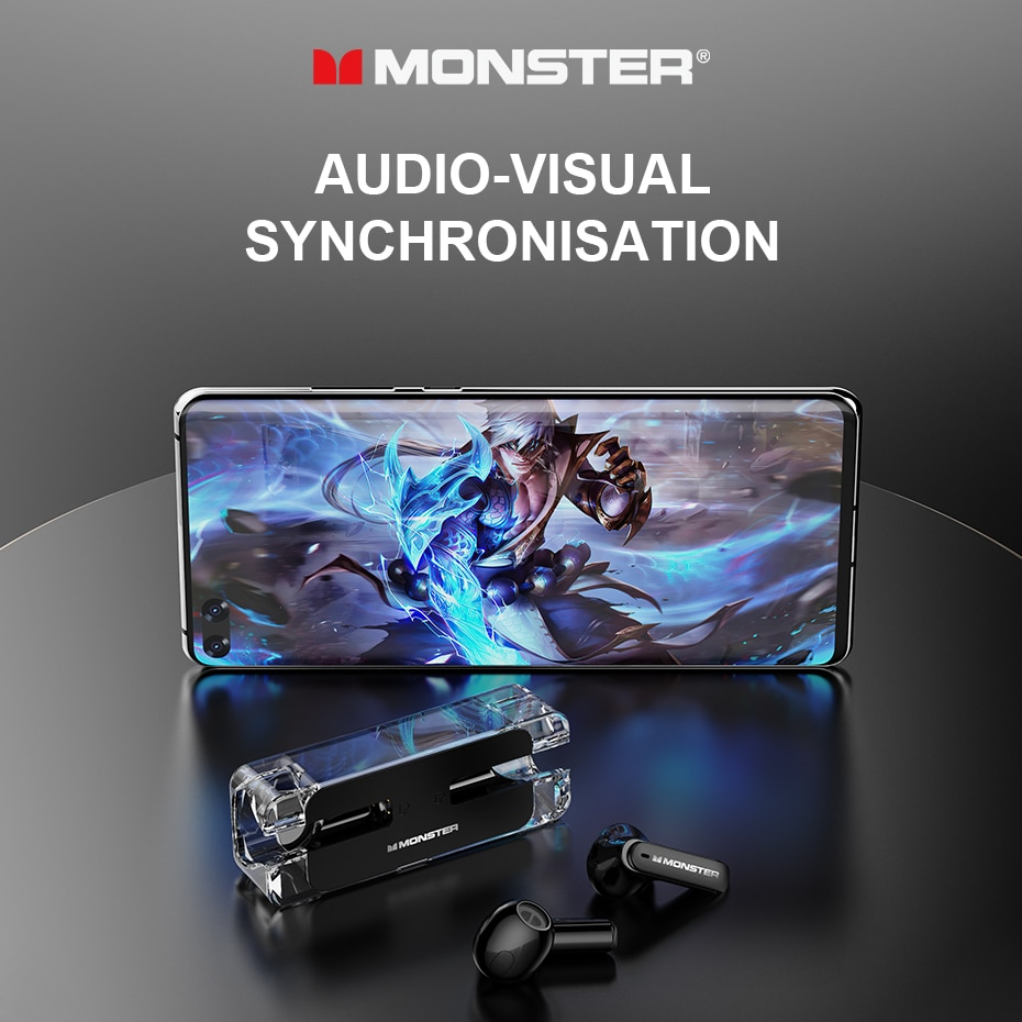 Monster XKT08 TWS Bluetooth 53 หูฟังสเตอริโอไร ้ สาย Smart Touch Low Latency ตัดเสียงรบกวนไร ้ สายกันน ้ ํา