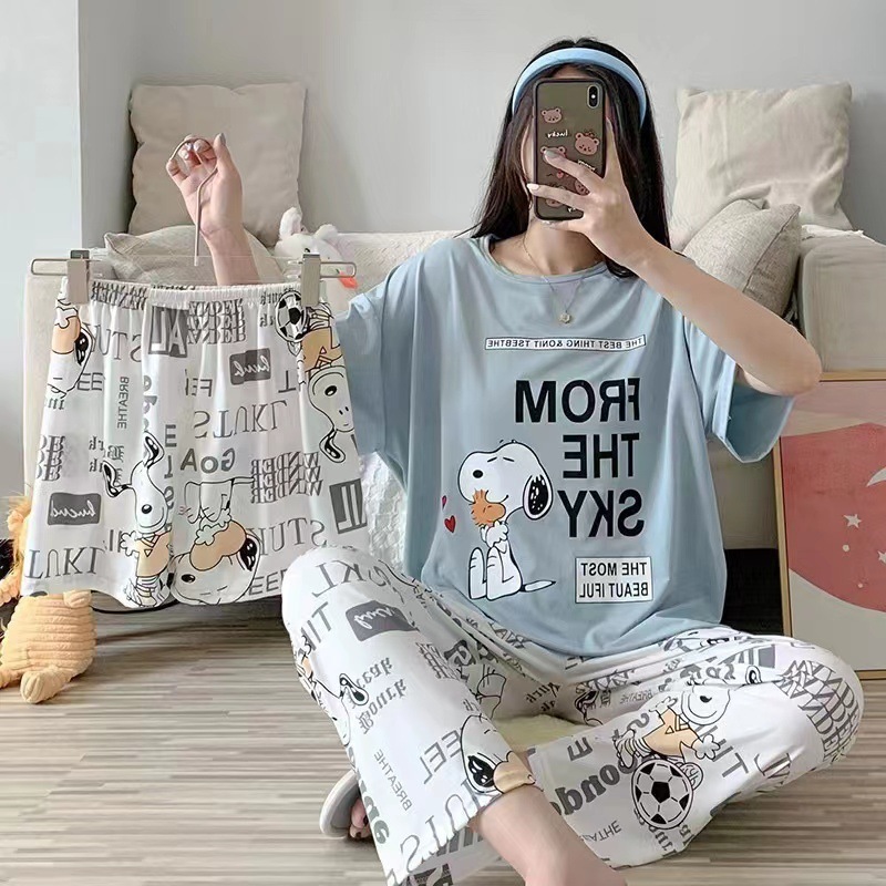  พร้อมส่ง ชุดนอนเซ็ท 3 ชิ้น ชุดนอนน่ารัก ชุดนอนแฟชั่น สไตล์เกาหลี ลายการ์ตูน Free Size Womens pajamasLittleStar1