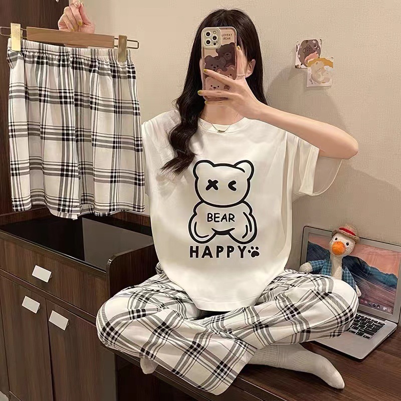  พร้อมส่ง ชุดนอนเซ็ท 3 ชิ้น ชุดนอนน่ารัก ชุดนอนแฟชั่น สไตล์เกาหลี ลายการ์ตูน Free Size Womens pajamasLittleStar1